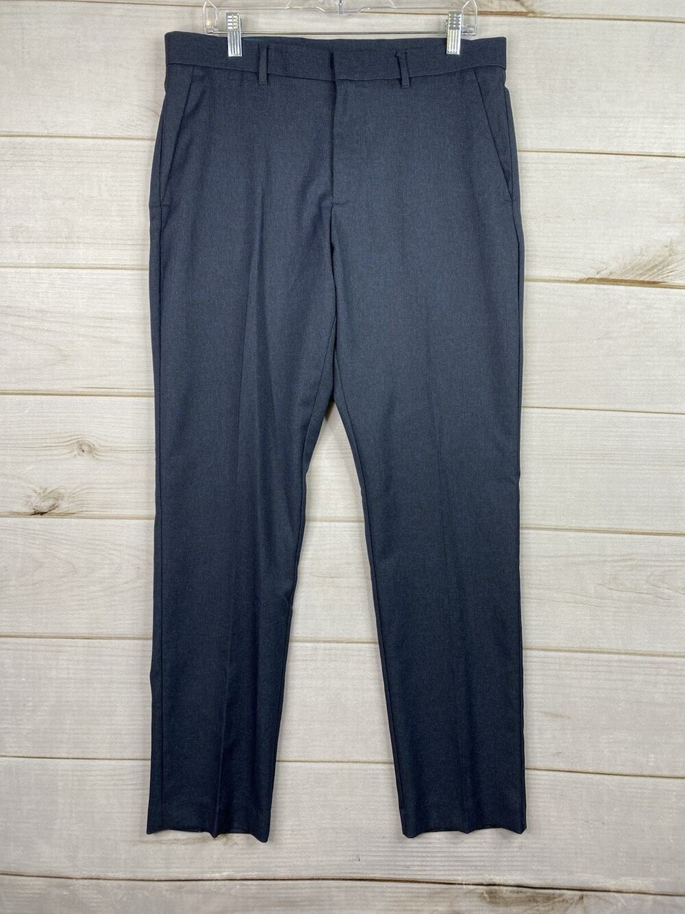 Perry Ellis Mens Pants Size 34x32 Slim Fit Stretch Navy Blue Dress Business Flex